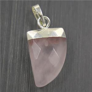 Rose Quartz horn pendant, silver plated, approx 10-15mm