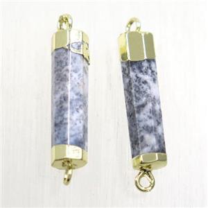 tree agate stick connector, gold plated, approx 5.5-20mm