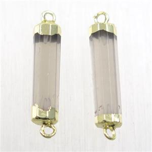 Smoky Quartz stick connector, gold plated, approx 5.5-20mm
