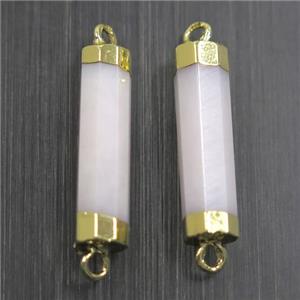 pink Chalcedony stick connector, gold plated, approx 5.5-20mm