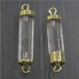 Clear Quartz stick connector, gold plated, approx 5.5-20mm