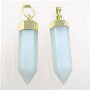 blue Aventurine bullet pendant, gold plated, approx 6.5-25mm