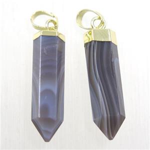 Botswana Agate bullet pendant, gold plated, approx 6.5-25mm