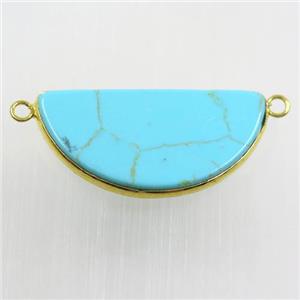 blue turquoise pendant, half round, approx 20-40mm