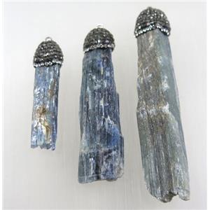 blue Kyanite pendant paved rhinestone, stick, approx 8-70mm