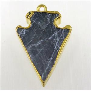 labradorite pendant, arrowhead, gold plated, approx 18-25mm