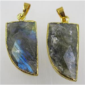labradorite pendant, knife, gold plated, approx 15-30mm
