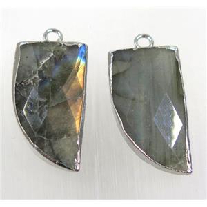 labradorite pendant, knife, silver plated, approx 15-30mm