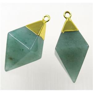 green Aventurine pendant, gold plated, approx 15-25mm