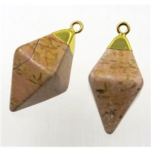 Picture Jasper pendant, gold plated, approx 15-25mm