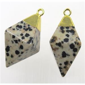 spotted dalmatian jasper pendant, gold plated, approx 15-25mm