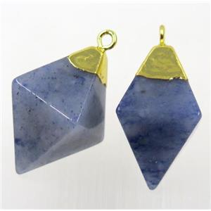blue Aventurine pendant, gold plated, approx 15-25mm
