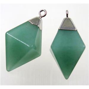 green Aventurine pendant, silver plated, approx 15-25mm
