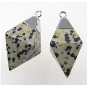 spotted dalmatian jasper pendant, silver plated, approx 15-25mm