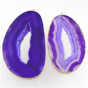 purple Agate Druzy slice pendant, gold plated, approx 30-60mm
