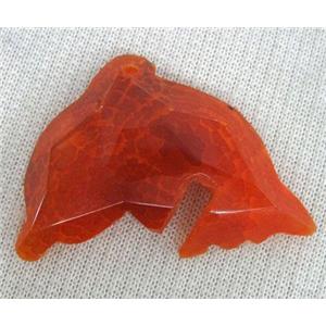 red agate pendant, dolphin, faceted, approx 35-50mm