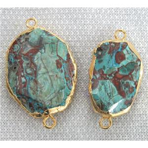 Ocean Jasper connector, freeform, gold plated, approx 20-35mm