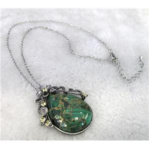 malachite necklace, teardrop, approx 22x30mm bead