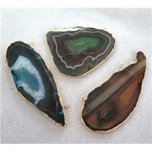 agate pendant, slice, freeform, 2-holes, approx 25-70mm