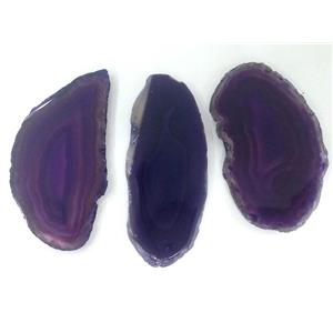 agate slice pendant, freeform, purple, approx 20-70mm