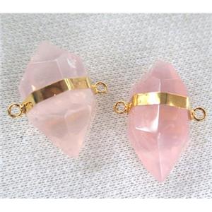 rose quartz connector with double point, approx 20-30mm