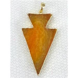 Agate arrowhead pendant, orange, approx 35-50mm