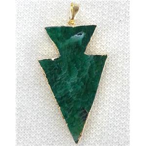agate pendant, arrowhead, green, approx 35-50mm