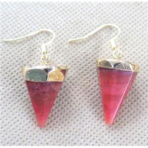agate earring, diamond, pink, approx 16x22mm