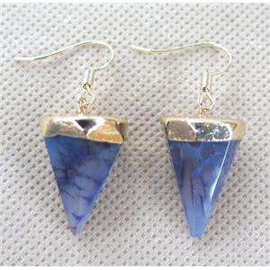 agate earring, diamond, purple, approx 16x22mm