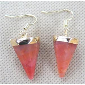 agate earring, diamond, orange, approx 16x22mm