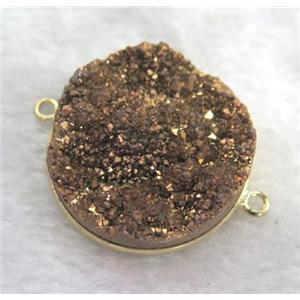 druzy quartz connector, gold electroplated, approx 30mm dia