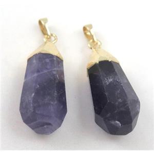 amethyst pendant, faceted teardrop, gold plated, approx 15-25mm