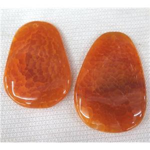 agate slice pendant, freeform, orange, approx 30-60mm