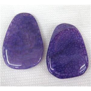 agate slice pendant, freeform, purple, approx 30-60mm