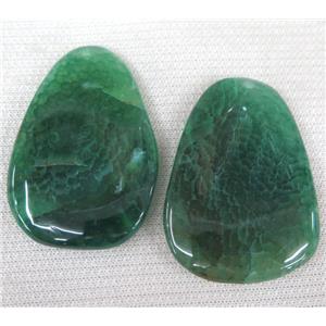 agate slice pendant, freeform, green, approx 30-60mm