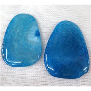 agate slice pendant, freeform, blue, approx 30-60mm