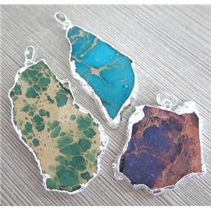 Sea Sediment Jasper pendant, freeform, mixed color, approx 20-60mm