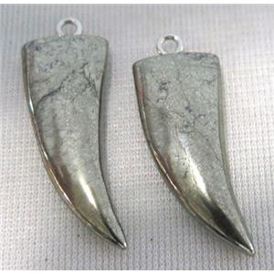 pyrite horn pendant, approx 12-35mm