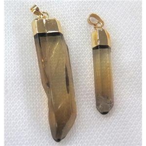 golden smoky quartz pendant, stick, approx 20-50mm