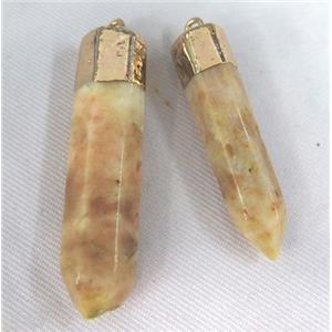 clear quartz stick pendant, yellow, bullet, approx 6-12mm x 30-50mm