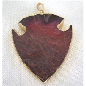 agate pendant, arrowhead, red, approx 45-60mm
