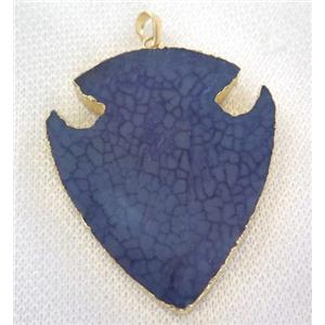 agate pendant, arrowhead, purple, approx 45-60mm