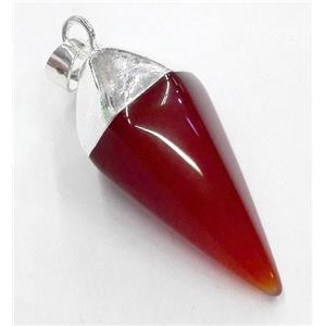 red agate pendant, bullet, silver plated, approx 15-38mm