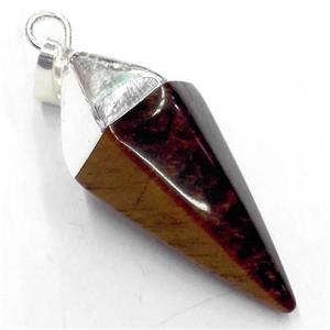 tiger eye stone pendant, bullet, silver plated, approx 15-38mm