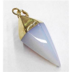 opalite pendant, bullet, gold plated, approx 15-38mm