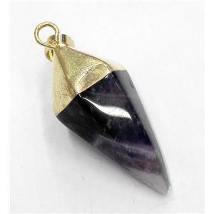 amethyst pendant, bullet, gold plated, approx 15-38mm