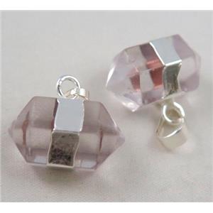 clear quartz pendant, synthetic with crystal, bullet, approx 12x20mm