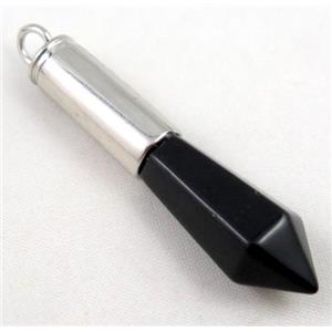 black onyx bullet pendant, approx 14x55mm