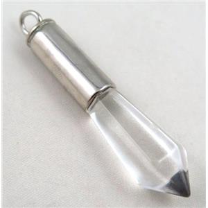Crystal bullet pendant, approx 14x55mm