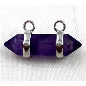 amethyst pendant with 2-holes, bullet, approx 10-30mm